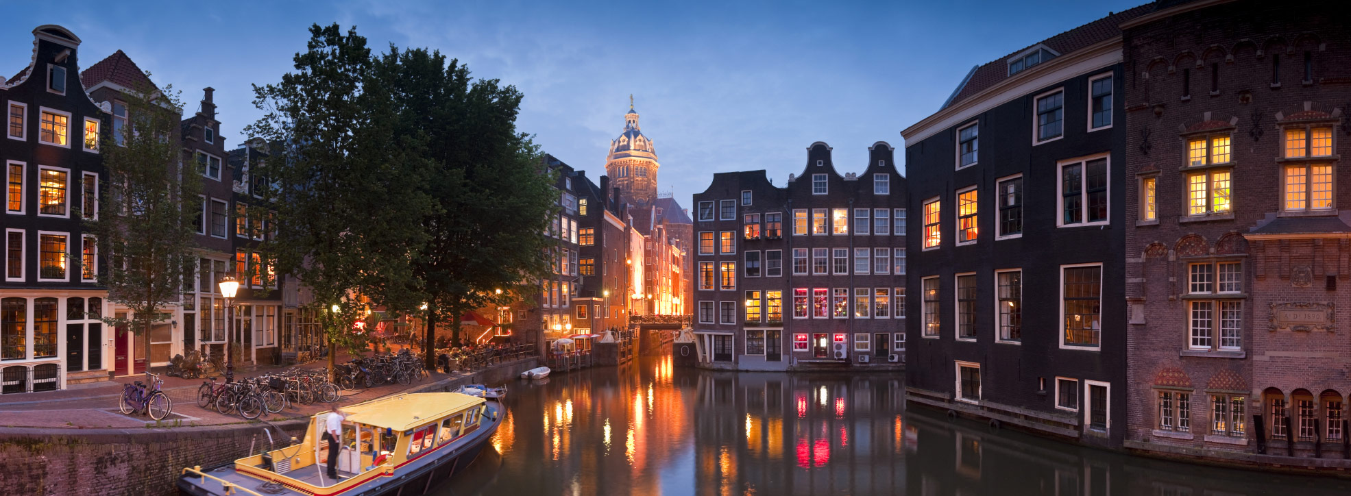 Panorama of Amsterdam at night. Panorama of Amsterdam at night.