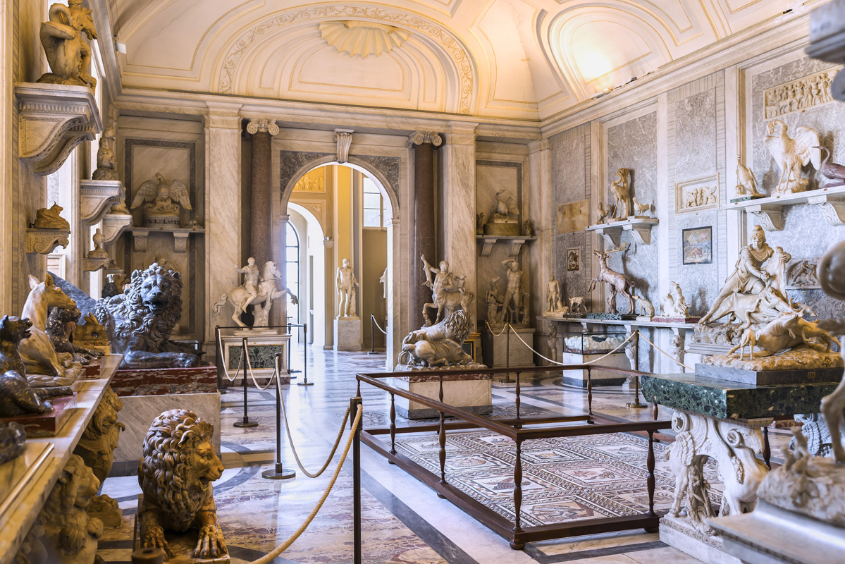 The Hall of Animals at the Apostolic palace inside the Vatican City. Hall of Animals Vatican Rome