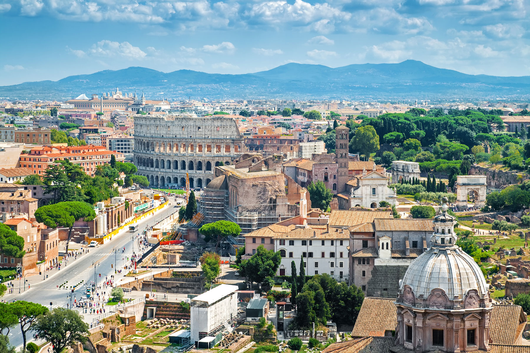 View of Colosseum in Rome Italy