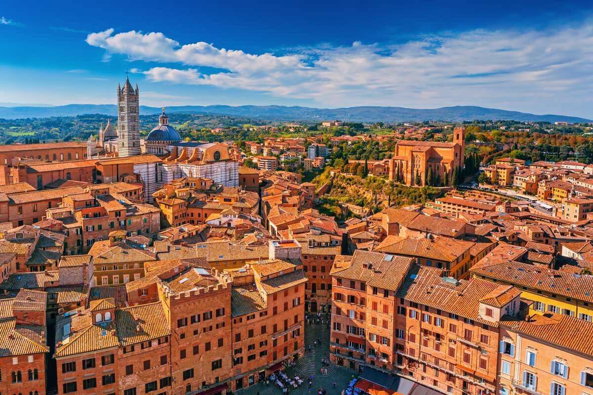 View of town of Siena in Italy