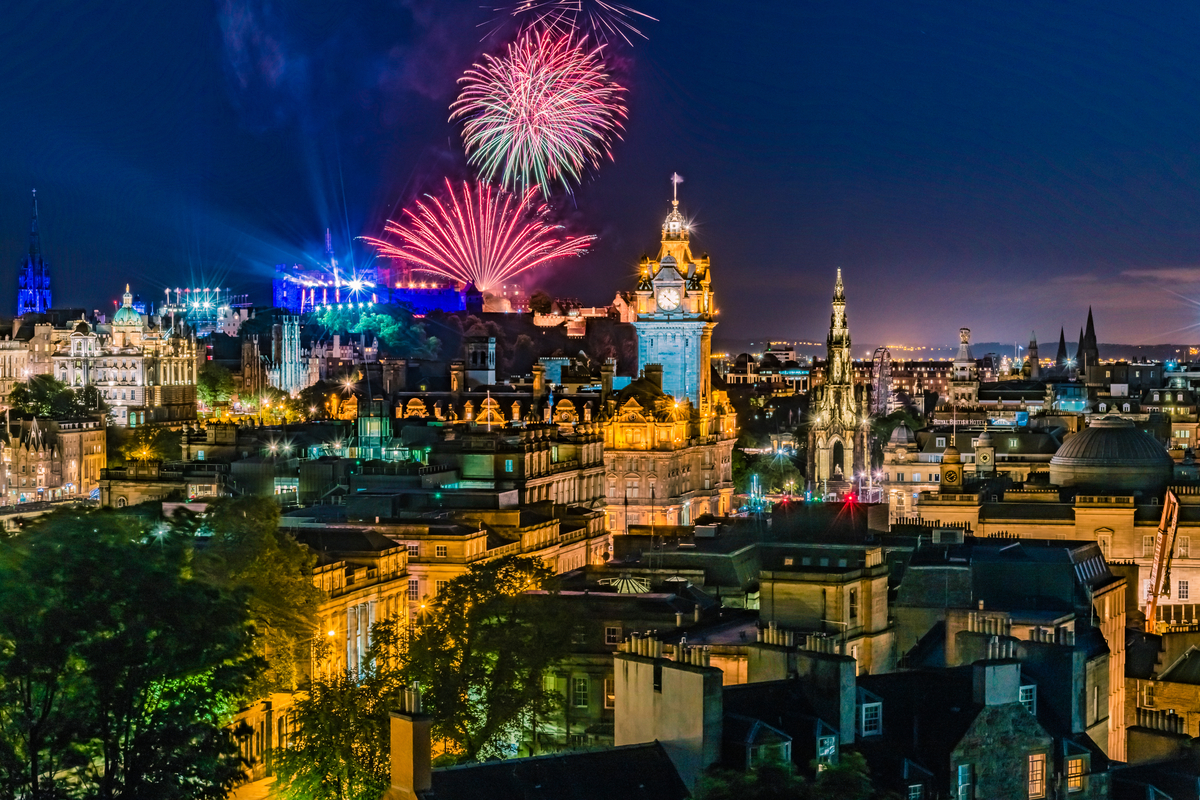 New Years Eve fireworks Edinburgh Scotland