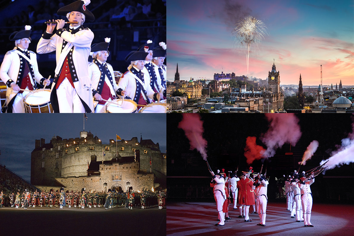 Performers and fireworks at the Royal Edinburgh Military Tattoo Scotland