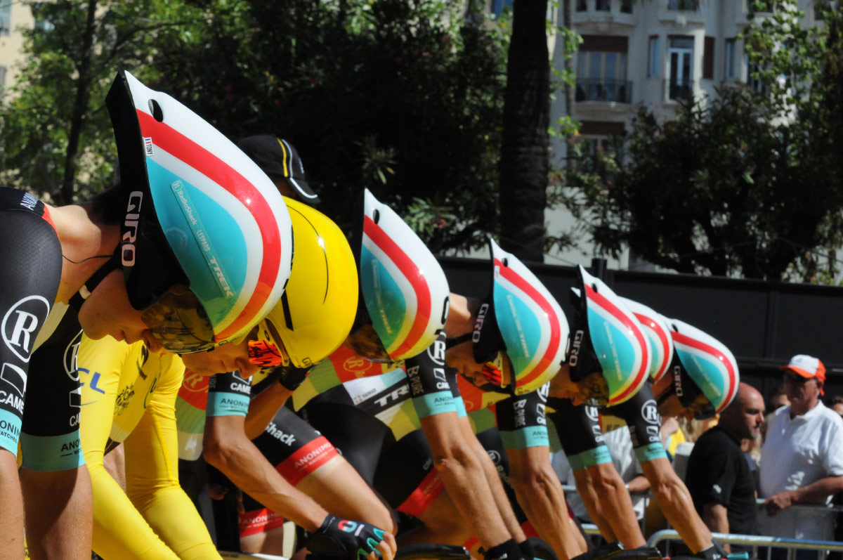 Cyclists get ready for the Tour de France.