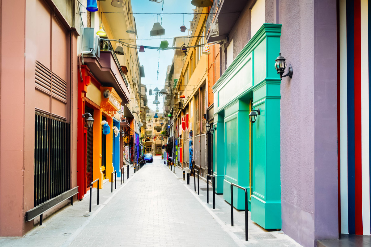 Small cosy street in Athens, Greece