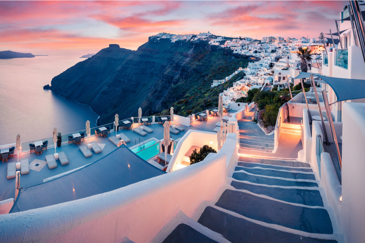 Great evening view of Santorini island