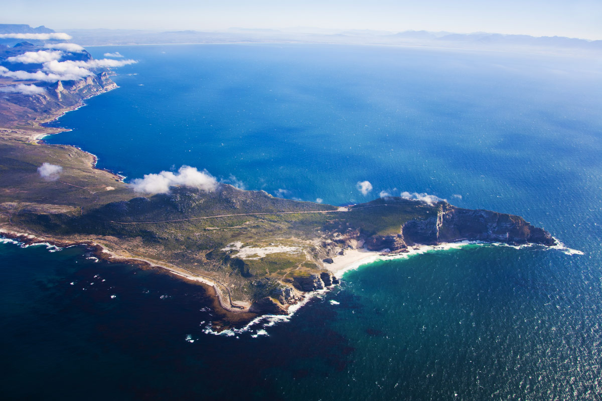 Aerial view of Cape Point and the Cape of Good Hope on the Cape Peninsula, South Africa