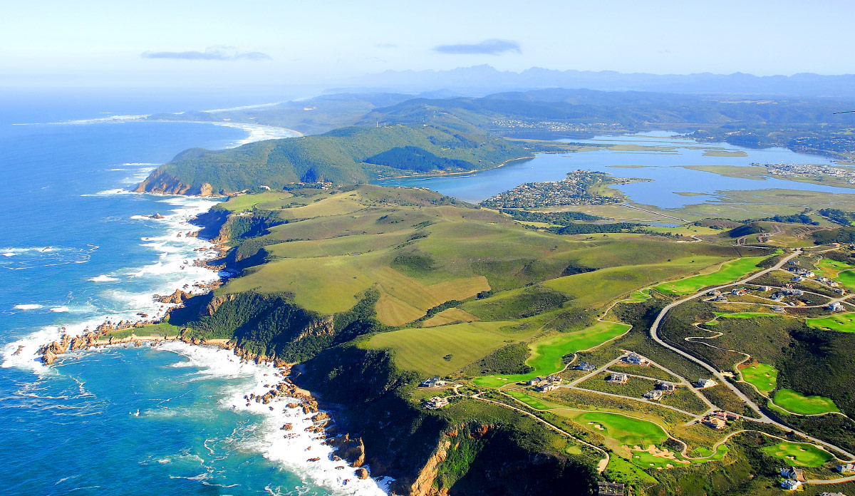 Aerial view of the Knysna Heads and lagoon on the Garden Route, South Africa
