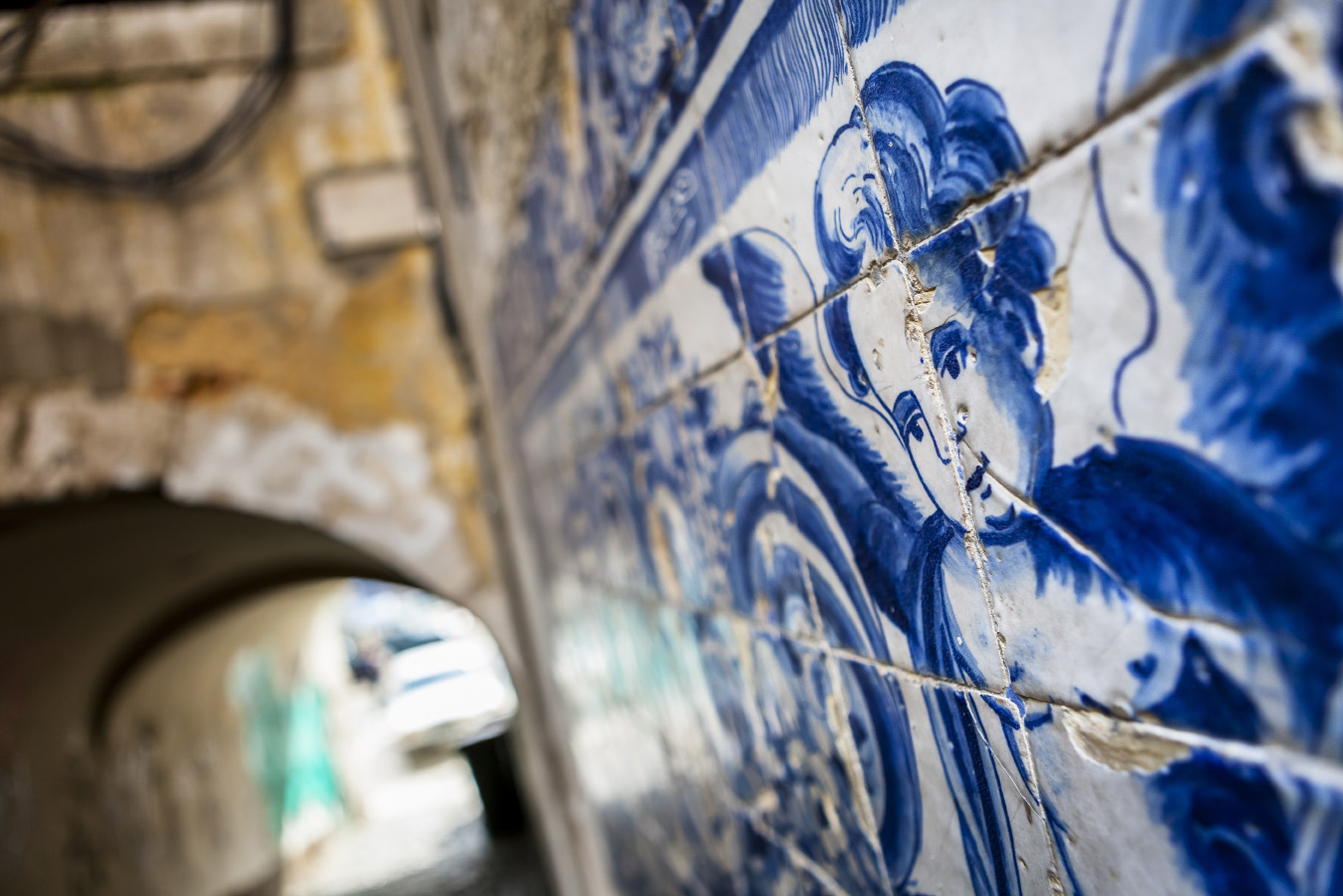 Classic blue and white tiles in Portugal
