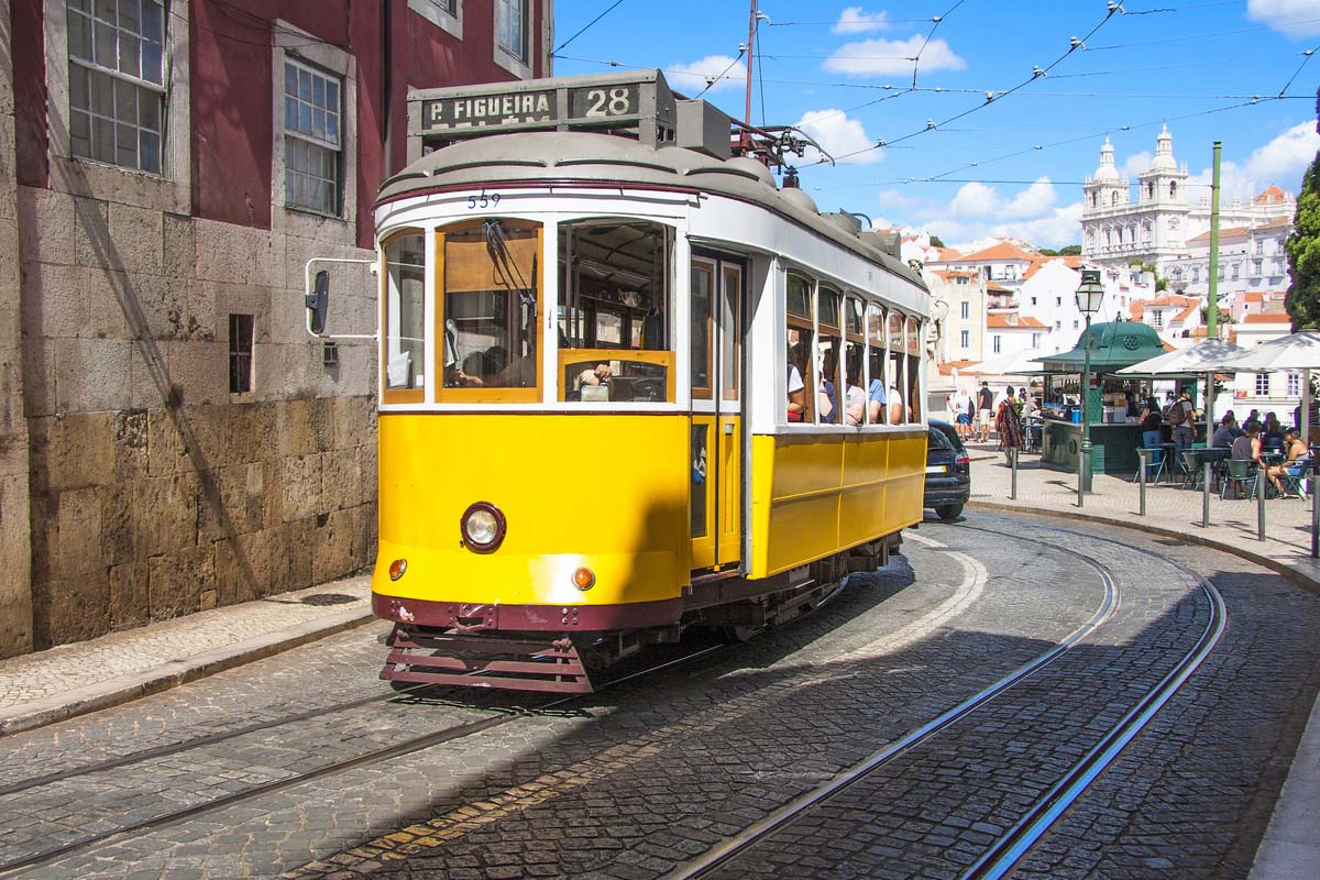Famous old yellow tram 28