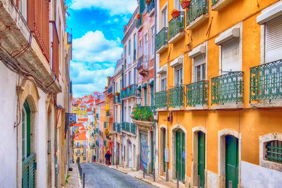 Old colorful traditional house in Alfama
