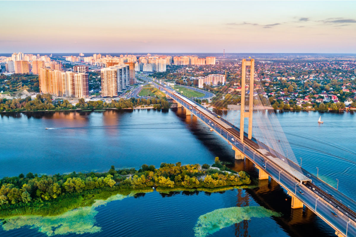The Southern Bridge across the Dnieper in Kiev, the capital of Ukraine