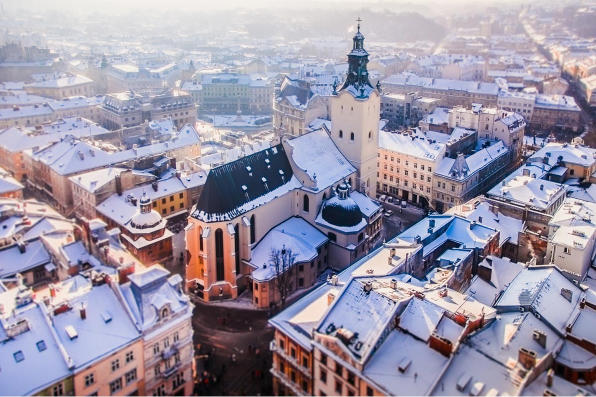 Latin Cathedral in winter, Lviv