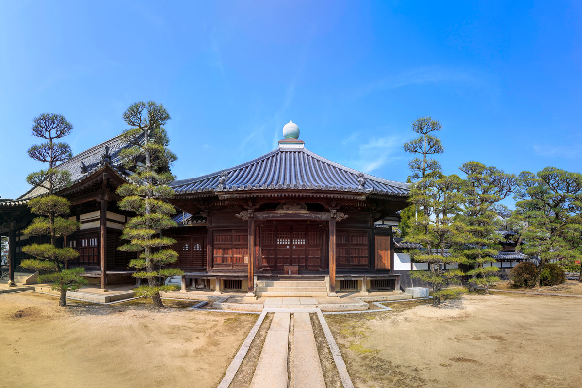The old temple of Shinto on the mountain in Kurashiki city
