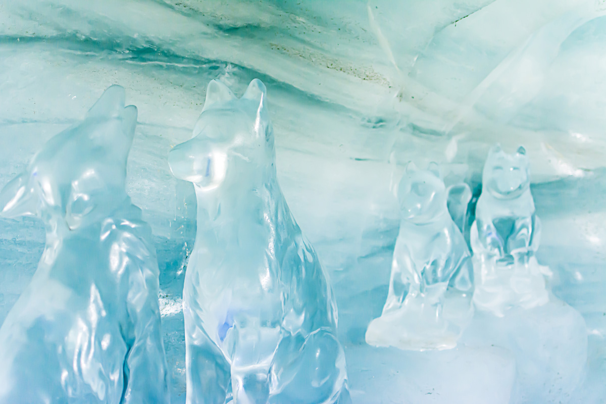 View of the Jungfraujoch station Ice Palace. It's the highest elevated point to reach by a cog railway in Europe.