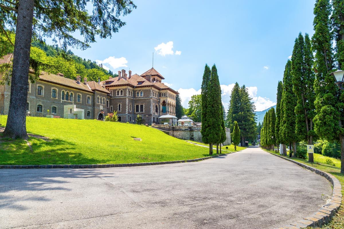 Cantacuzino castle entrance. Located in Busteni, Romania