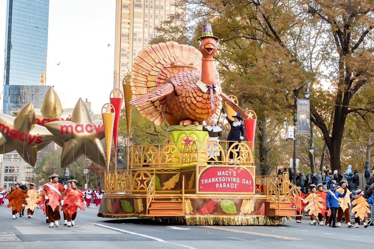 Turkey float at Macy's Thanksgiving Day parade.