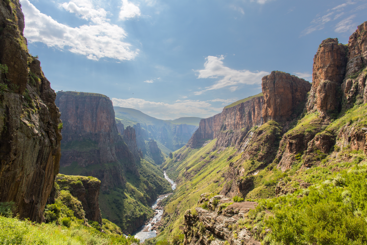 View of mountains landscape Lesotho bordering South Africa