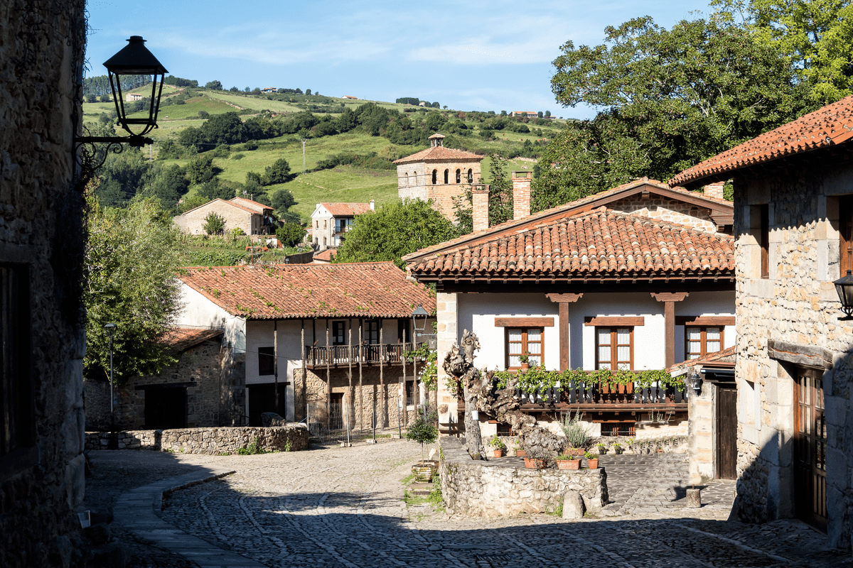 Historic street in Santillana del Mar in Spain