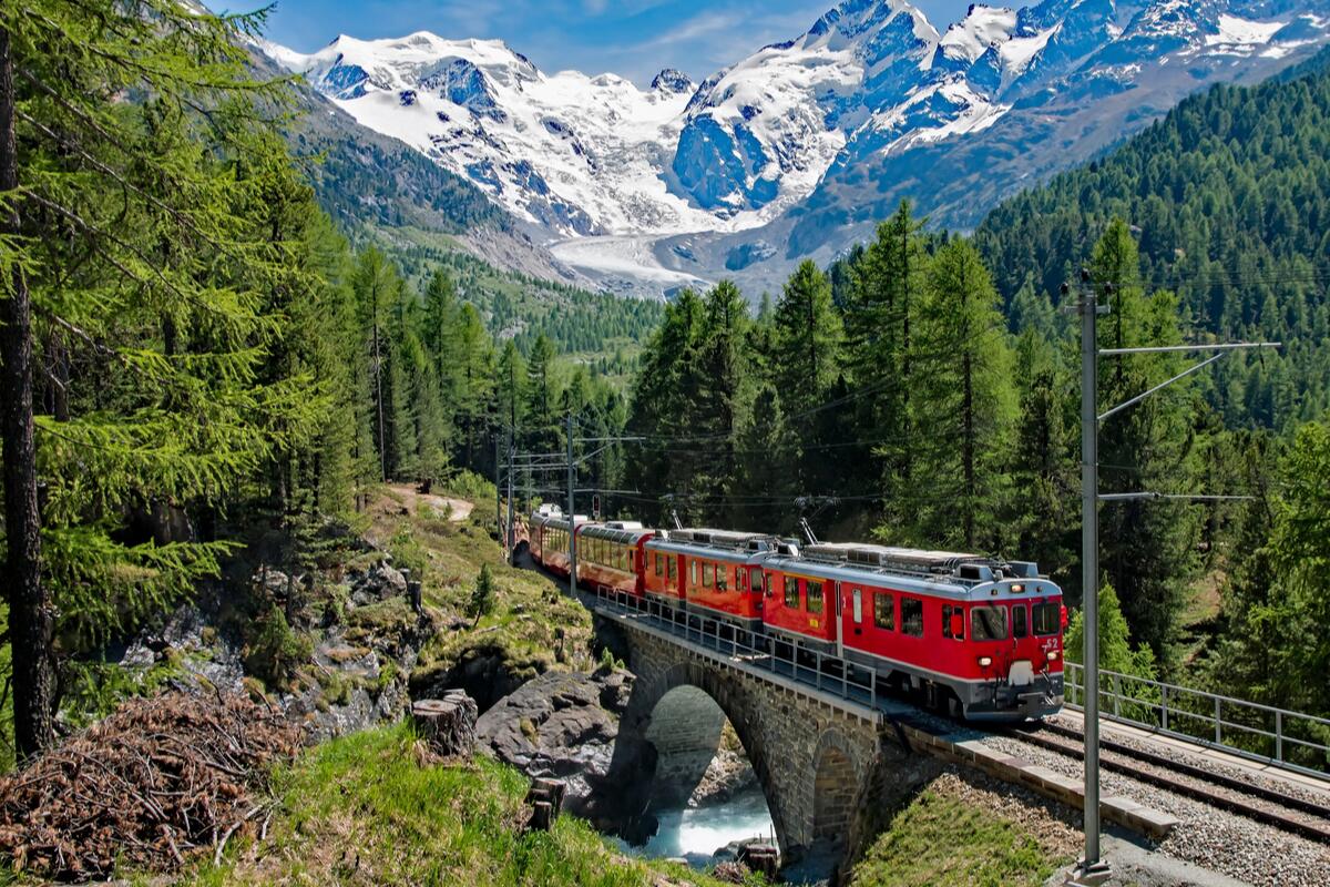 Bernina Express in Swiss scenery railway journeys