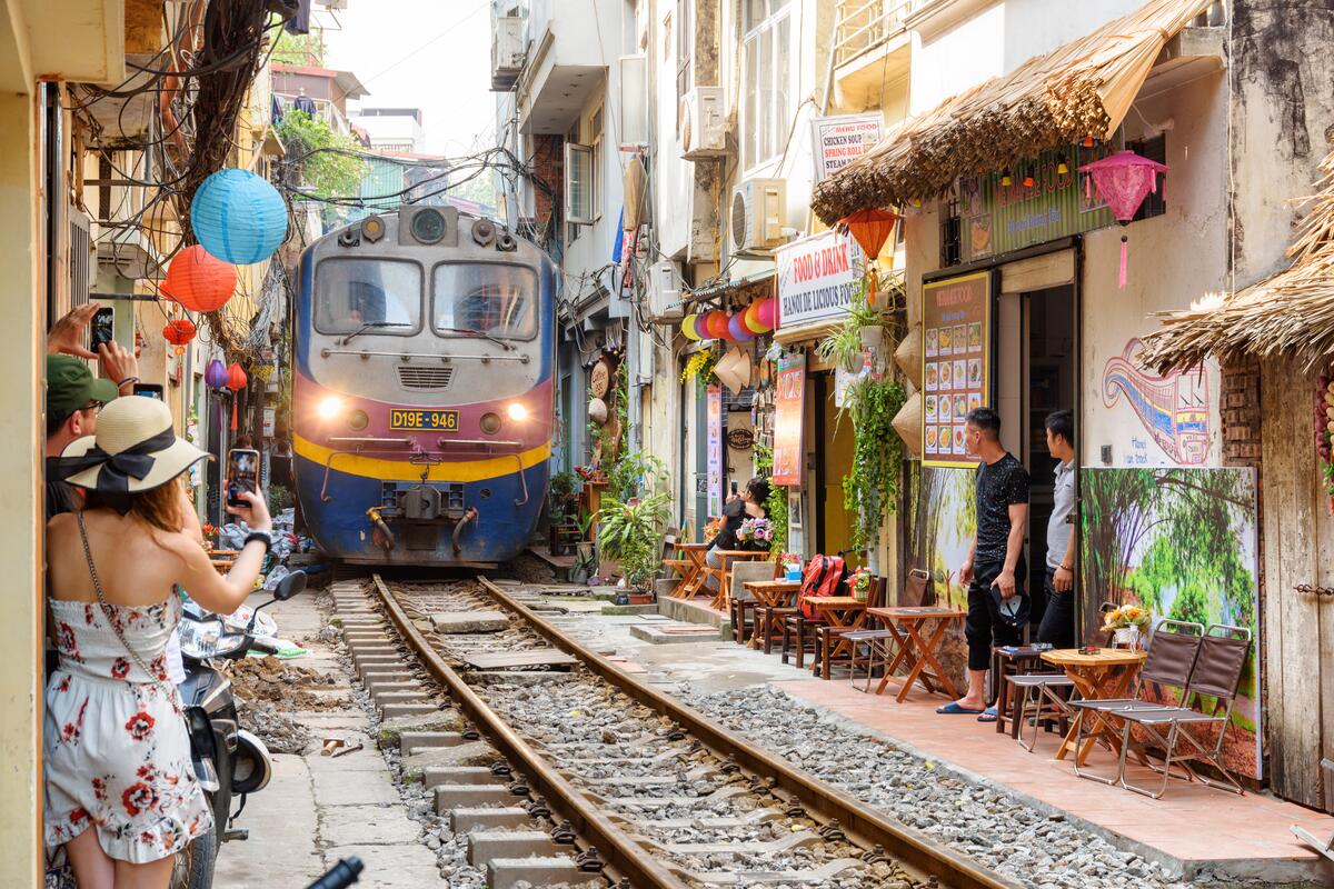 View of Train Street in Hanoi railway journeys