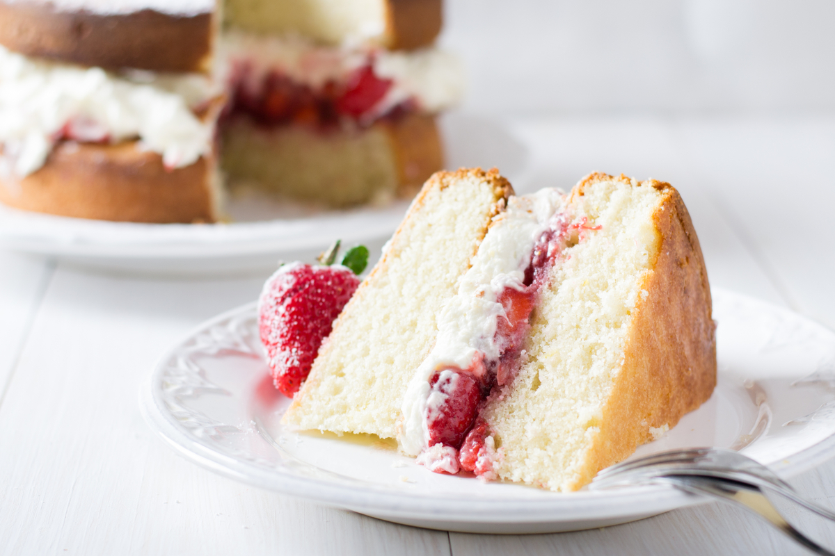 Slice of Victoria Sponge Cake World Baking Day