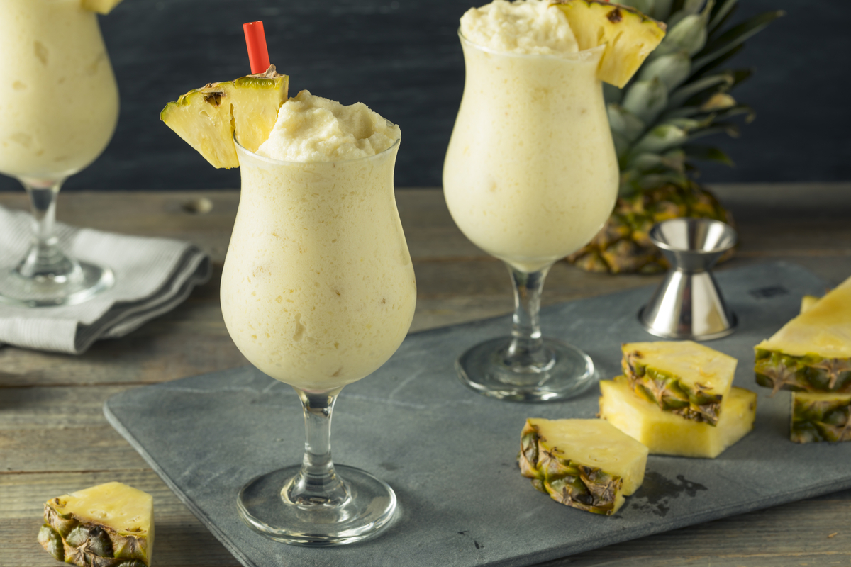 Two glasses of pina colada cocktails