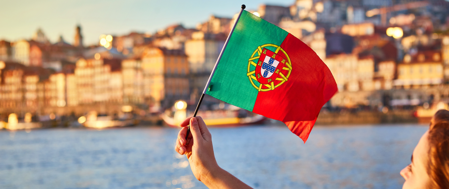 Portuguese flag flying in Porto World Portugal Day