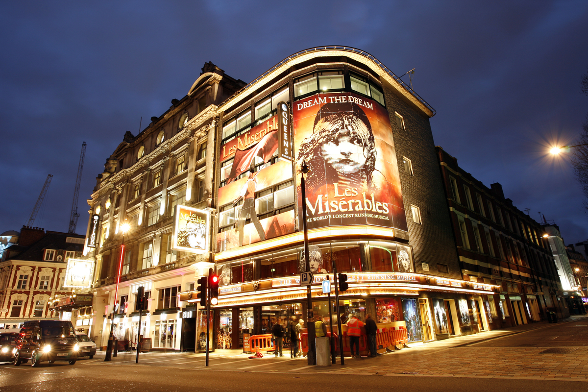 Les Miserables musical advertised in London's West End Music Day