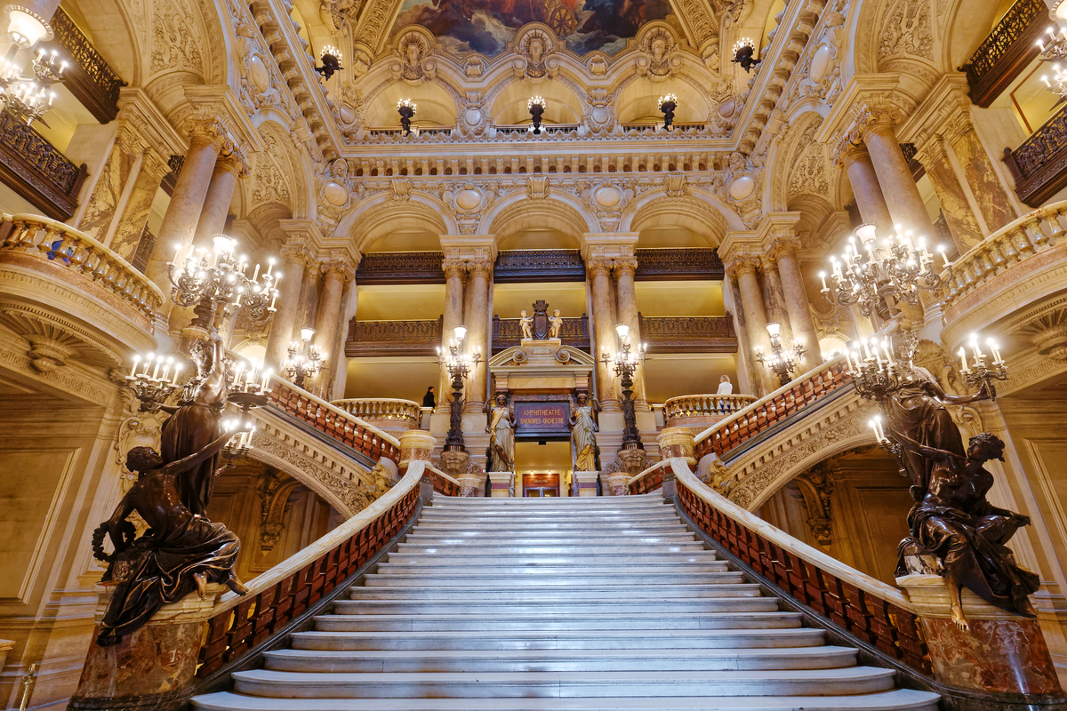 Interior of Palais Garnier in Paris France music day