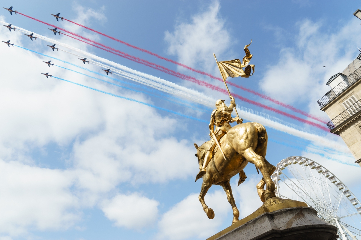 Bastille Day facts: Airforce military parade fly over Joan of Arc statue in Paris, France
