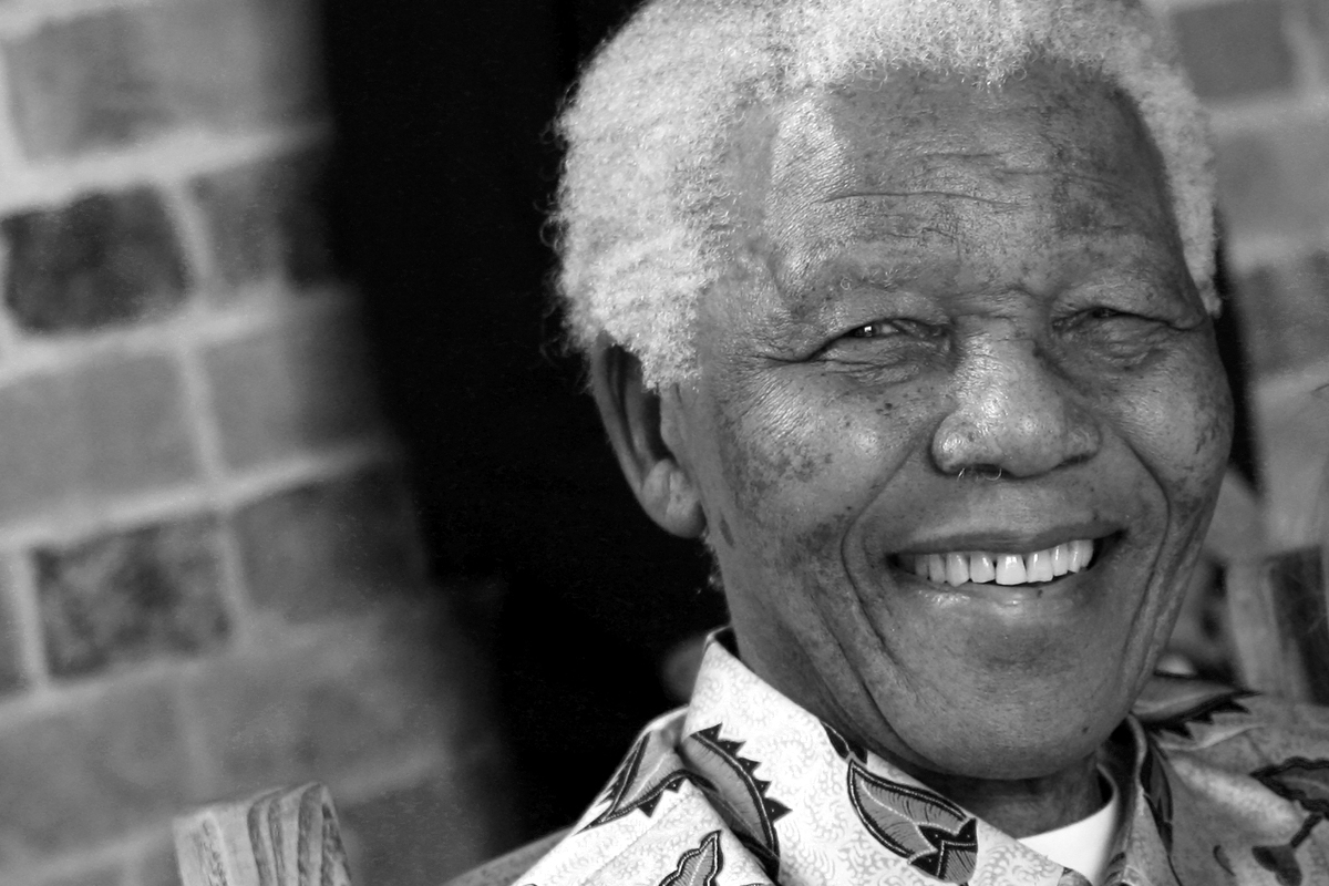 Black and white portrait Nelson Mandela Day