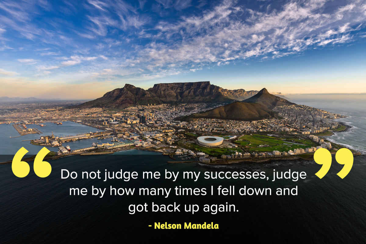 View of Cape Town and Table Mountain Inspirational quote Nelson Mandela Day