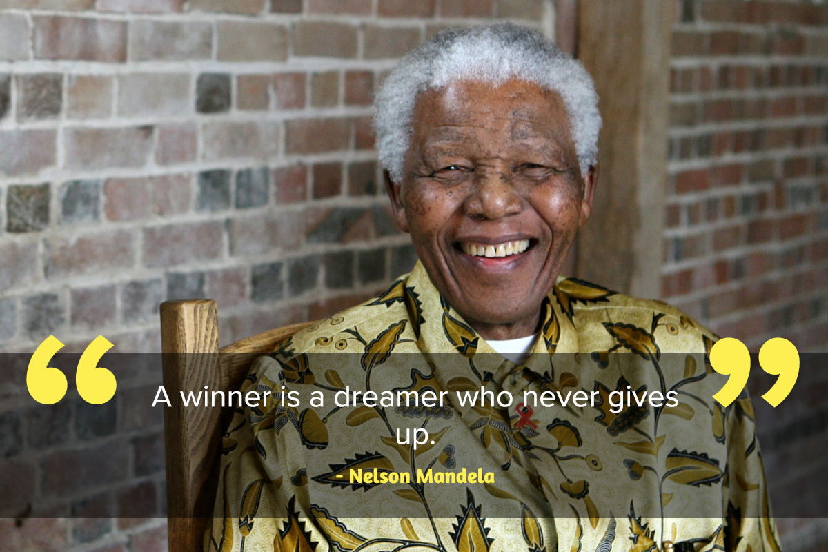 Portrait of Nelson Mandela Inspirational quote Nelson Mandela Day