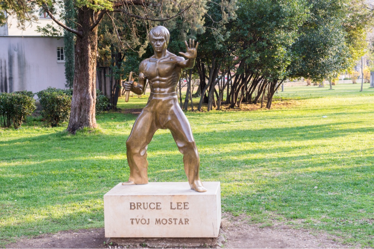 Bruce Lee statue in Mostar in Bosnia and Herzegovina