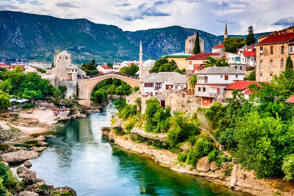 View of Stari Most in Mostar in Bosnia and Herzegovina