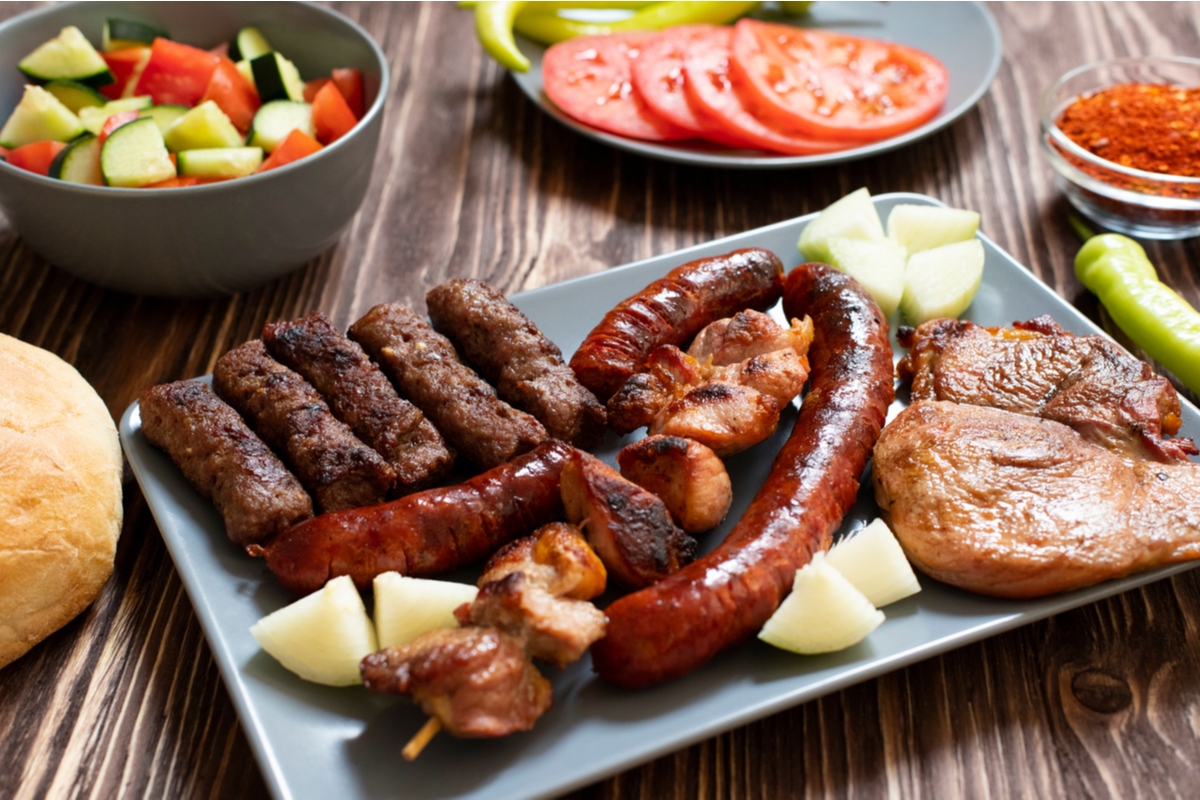 Plate of traditional Serbian grilled meets Balkans