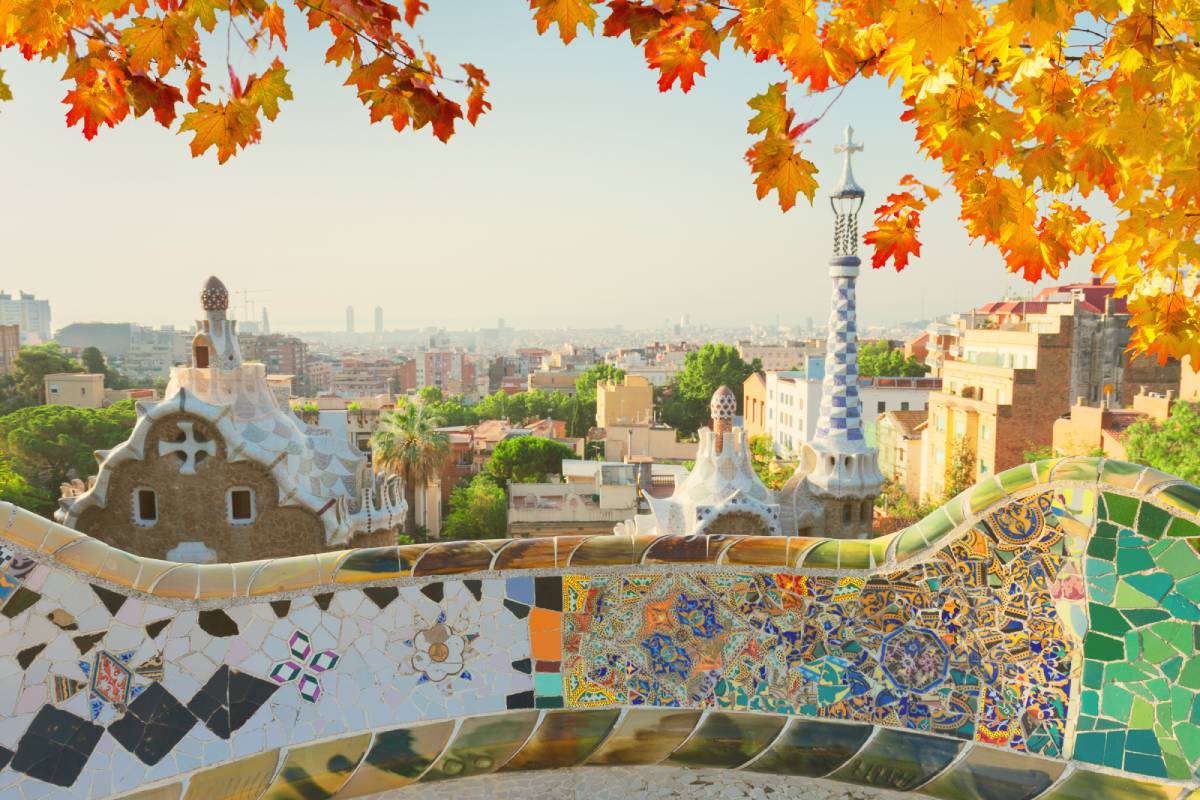 View from Parc Guell in Barcelona during autumn