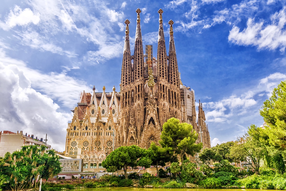 View of La Sagrada Familia in Barcelona Spain