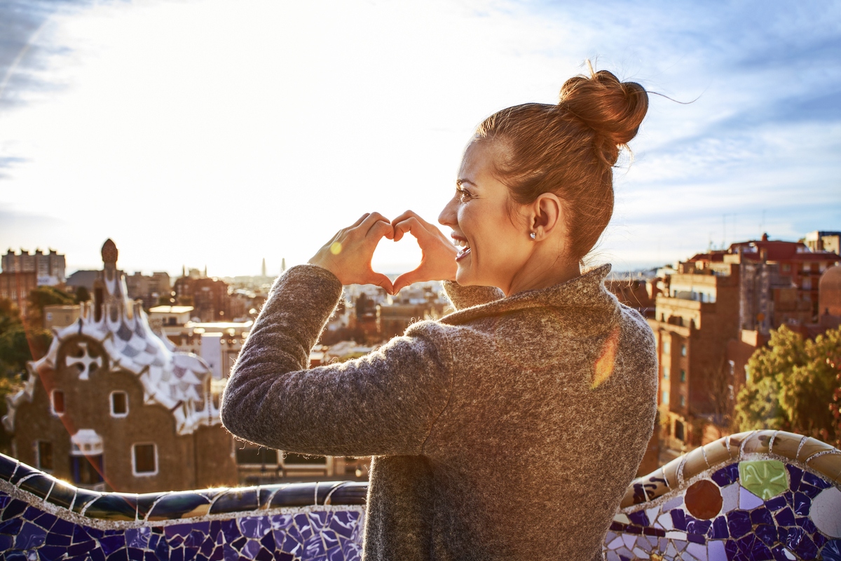 Female tourist at Parc Guell in Barcelona