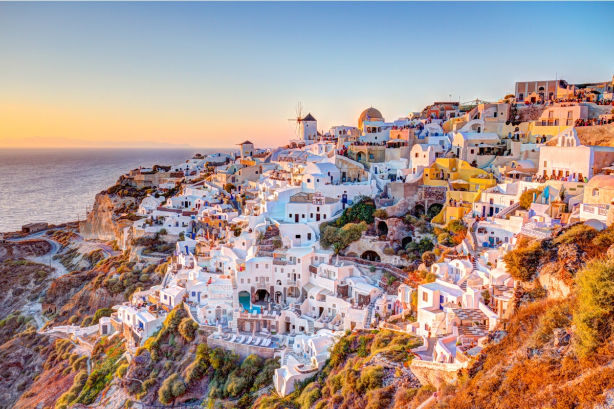 Sunset from Oia in Santorini, spring walks