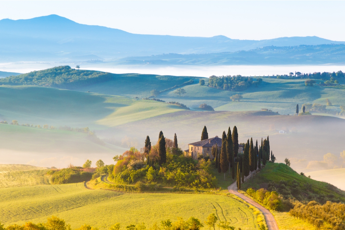 Hilltop town in Tuscany, Italy, Spring walks
