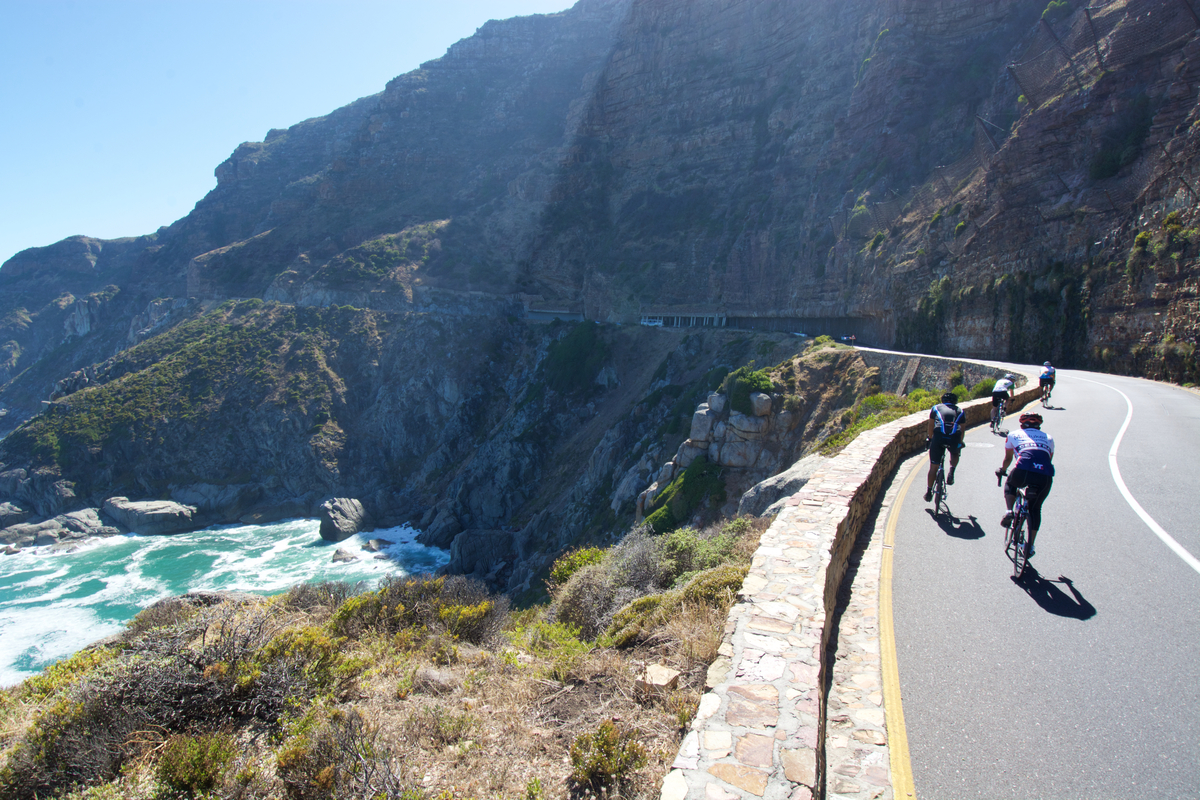 Cyclists, Champan’s Peak, Cape Town, South Africa