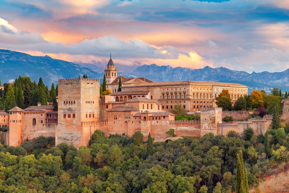 View of the Alhambra palace and fortress in Granada, Spain, World Heritage Site