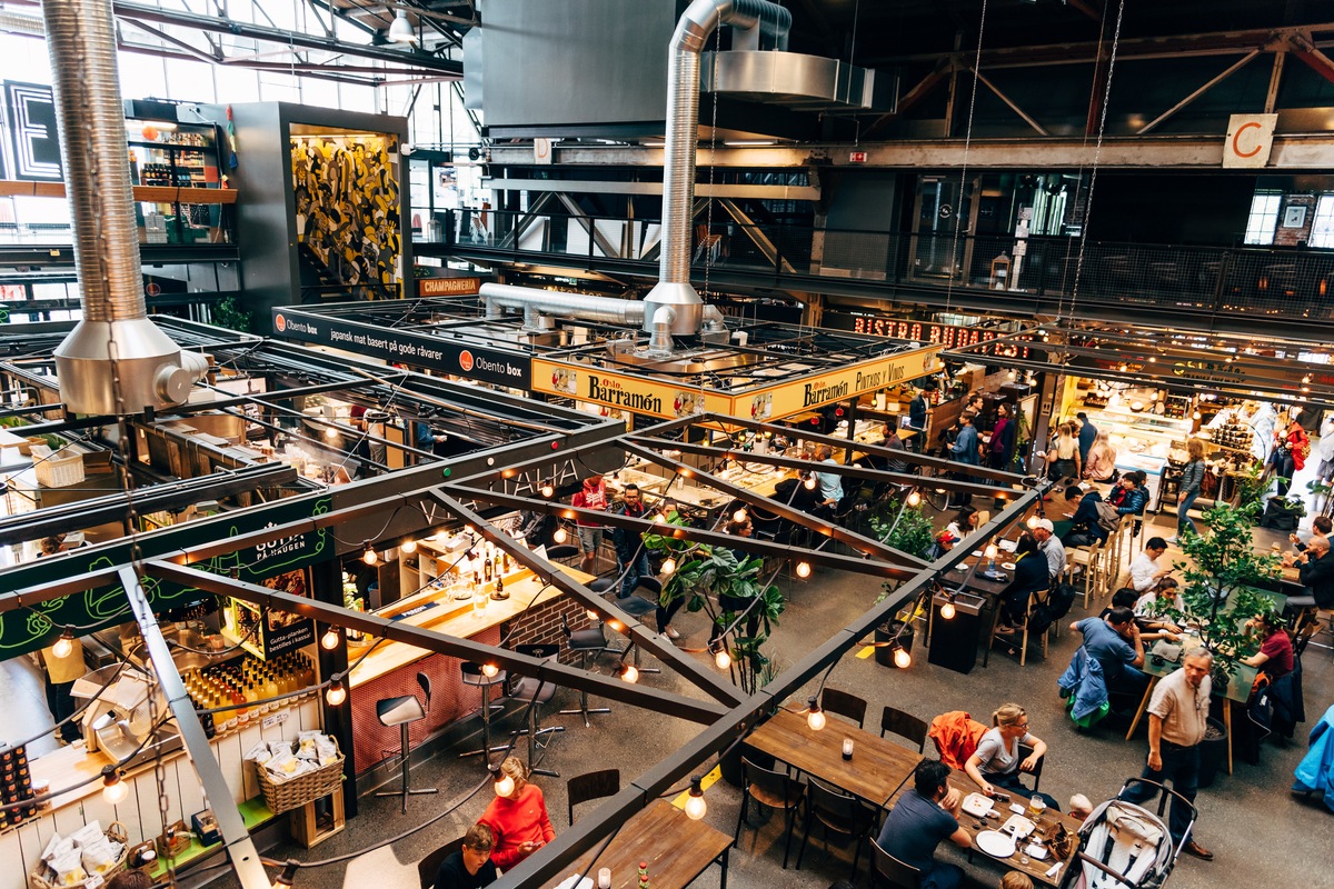Mathallen food hall in Oslo, Norway