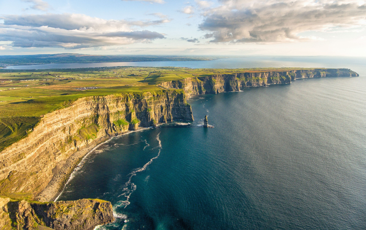 Aerial view of the Cliffs of Moher, Ireland, World Kindness Day