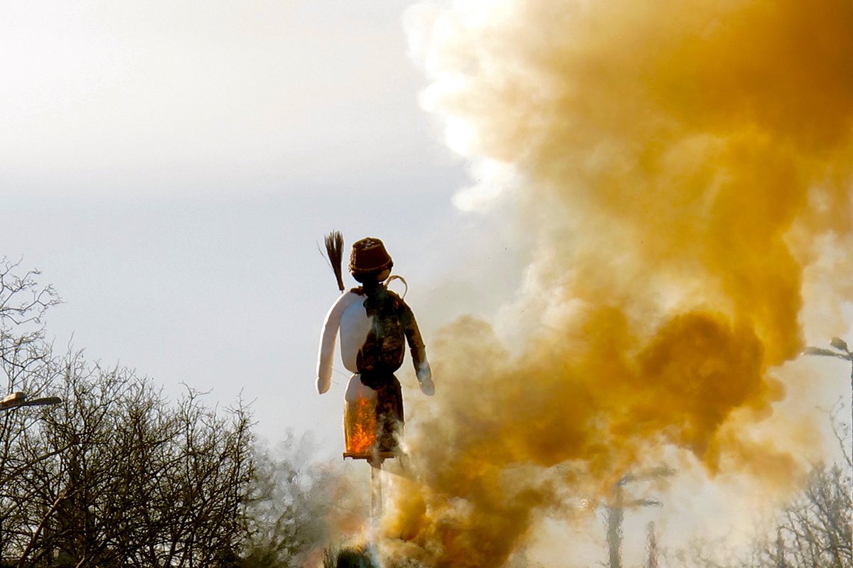 Spring equinox exploding snowman