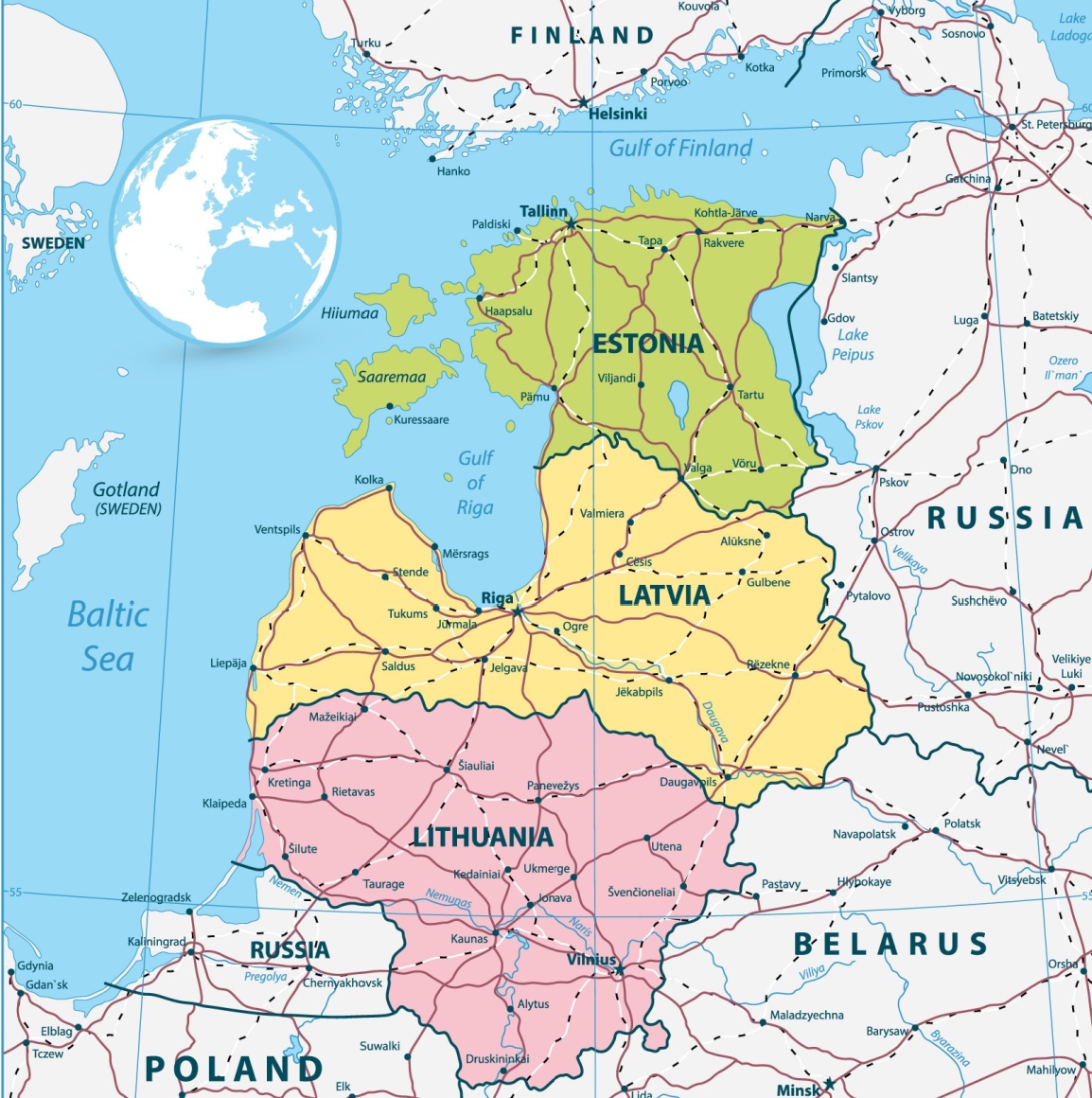 A map guide to the Baltic states