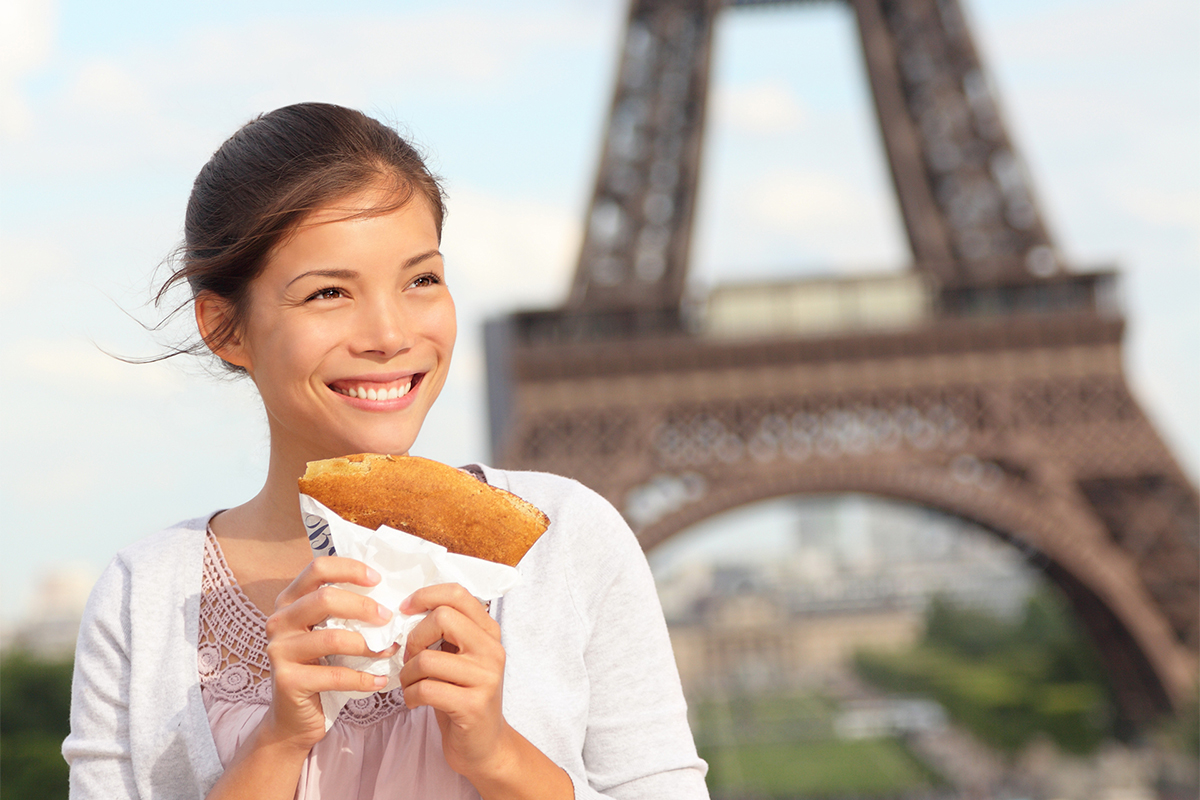 Eating crêpes in France